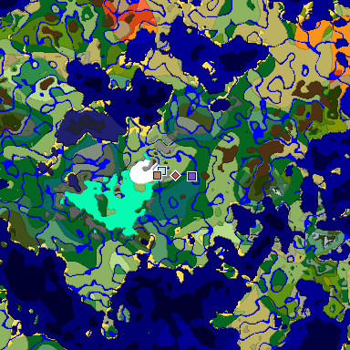 Predicted biome map of Java 1.18 seed 6156599430574070484 around estimated spawn