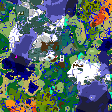 Predicted biome map of Java 1.18 seed 1866163174917031004 around estimated spawn