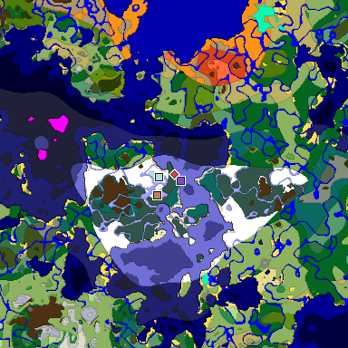 Predicted biome map of Java 1.18 seed -4733478698175782131 around estimated spawn