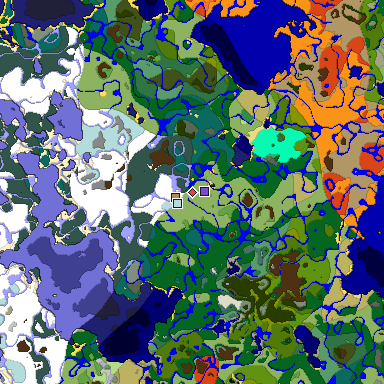 Predicted biome map of Java 1.18 seed -6294702381463135839 around estimated spawn
