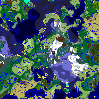 Predicted biome map of Java 1.18 seed 548112645890523062 around estimated spawn