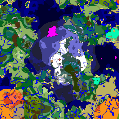 Predicted biome map of Java 1.18 seed 7539569059704990792 around estimated spawn