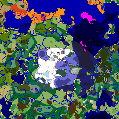 Predicted biome map of Java 1.18 seed 6341544443191784065 around estimated spawn