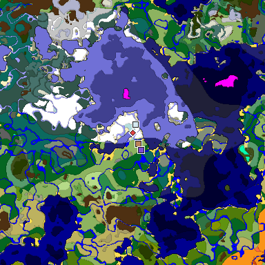 Predicted biome map of Java 1.18 seed -8654865761681364932 around estimated spawn