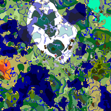 Predicted biome map of Java 1.18 seed 7030803315623506348 around estimated spawn