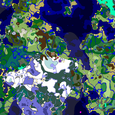Predicted biome map of Java 1.18 seed 3778520853711913781 around estimated spawn