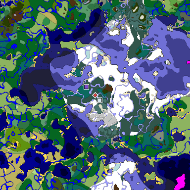 Predicted biome map of Java 1.18 seed 277756944124102295 around estimated spawn