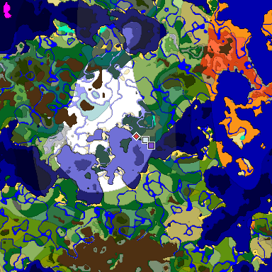 Predicted biome map of Java 1.18 seed 7293185444748572013 around estimated spawn