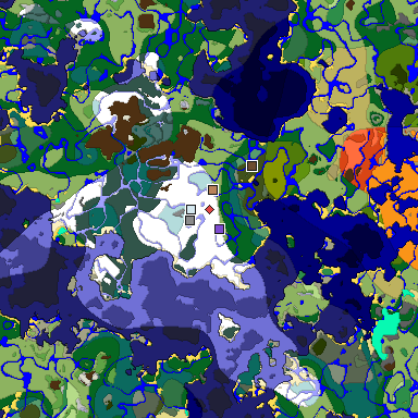Predicted biome map of Java 1.18 seed -2359828901299660311 around estimated spawn