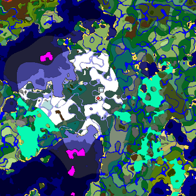 Predicted biome map of Java 1.18 seed 1161436275283202951 around estimated spawn