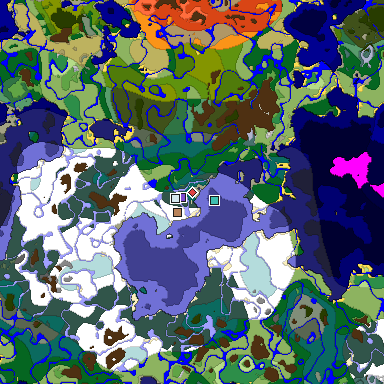 Predicted biome map of Java 1.18 seed 7824361122548513977 around estimated spawn