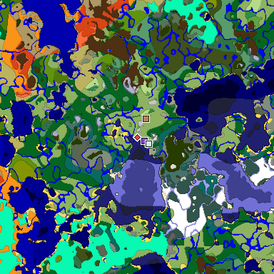 Predicted biome map of Java 1.18 seed 5615637148493668672 around estimated spawn