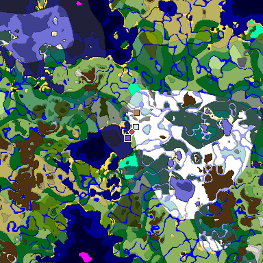Predicted biome map of Java 1.18 seed -852444251792175184 around estimated spawn
