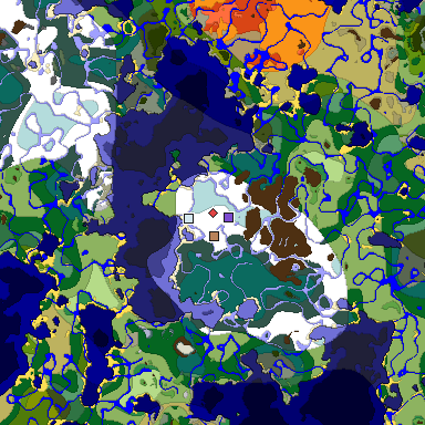 Predicted biome map of Java 1.18 seed -3023654911676613068 around estimated spawn