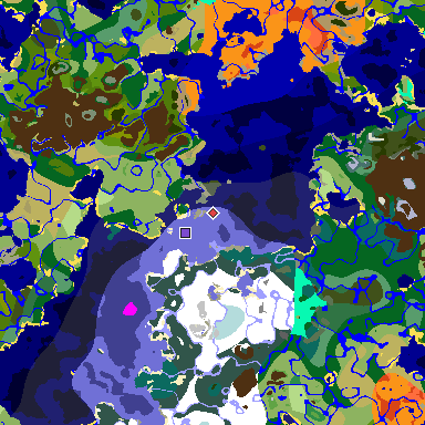 Map of Minecraft seed -2387254935477778519 around spawn