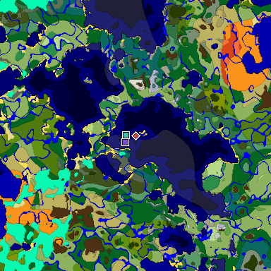 Predicted biome map of Java 1.18 seed -6592741772397928174 around estimated spawn