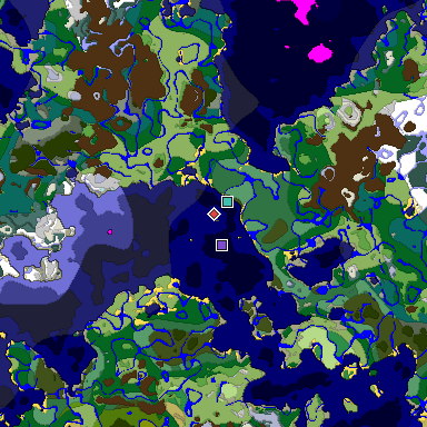 Predicted biome map of Java 1.18 seed 3440862595717836024 around estimated spawn