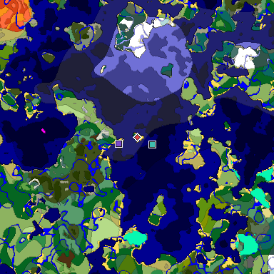 Predicted biome map of Java 1.18 seed 7437633997898177804 around estimated spawn