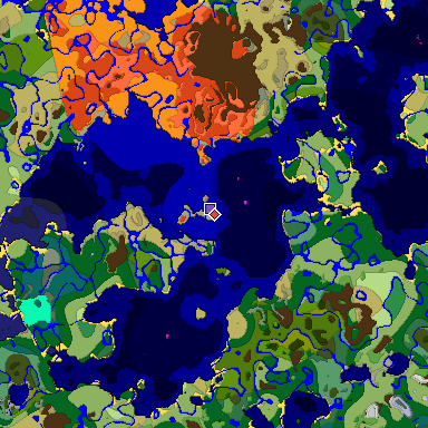 Predicted biome map of Java 1.18 seed 6533087699434184246 around estimated spawn