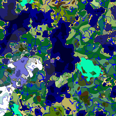 Predicted biome map of Java 1.18 seed 828148034440162002 around estimated spawn