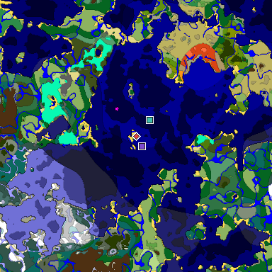 Predicted biome map of Java 1.18 seed 7287737386935251777 around estimated spawn