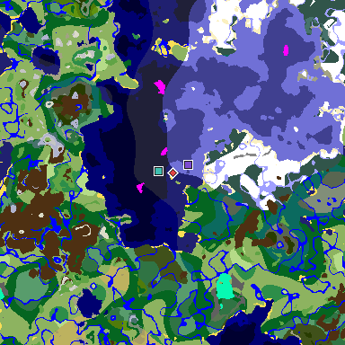 Map of Minecraft seed 1712324180529580451 around spawn