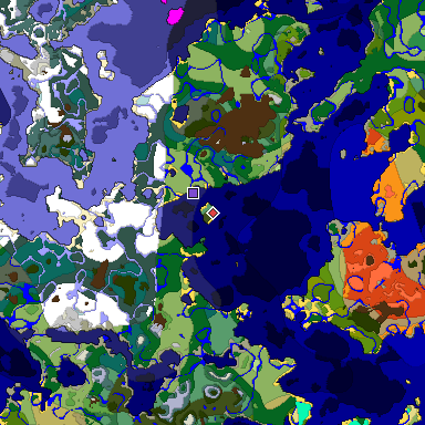 Predicted biome map of Java 1.18 seed -4008157348494124095 around estimated spawn