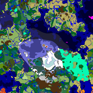 Predicted biome map of Java 1.18 seed 8120107932857419843 around estimated spawn