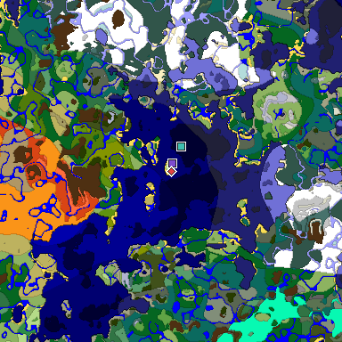 Predicted biome map of Java 1.18 seed -2536862957945846732 around estimated spawn