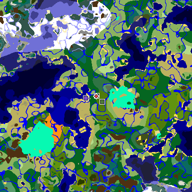 Map of Minecraft seed 6496345564252763793 around spawn