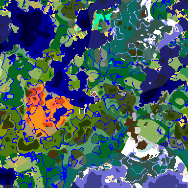Map of Minecraft seed -1304222807104740764 around spawn