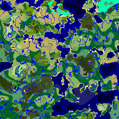 Map of Minecraft seed 7296620254445709544 around spawn