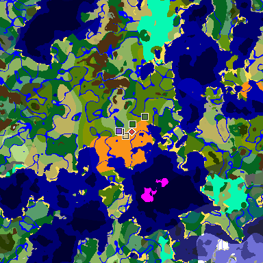 Map of Minecraft seed 8485945361022292774 around spawn