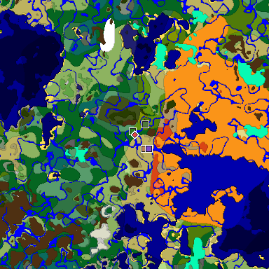 Predicted biome map of Java 1.18 seed -1481590440400335961 around estimated spawn
