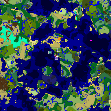 Predicted biome map of Java 1.18 seed 353659224455444005 around estimated spawn