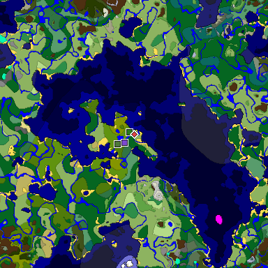 Predicted biome map of Java 1.18 seed -2025039966240870956 around estimated spawn