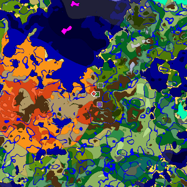 Predicted biome map of Java 1.18 seed -1580811312708862449 around estimated spawn