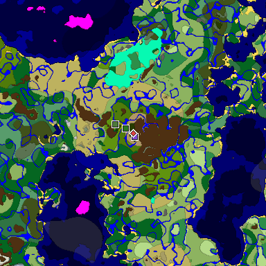 Predicted biome map of Java 1.18 seed 7858845055249948543 around estimated spawn