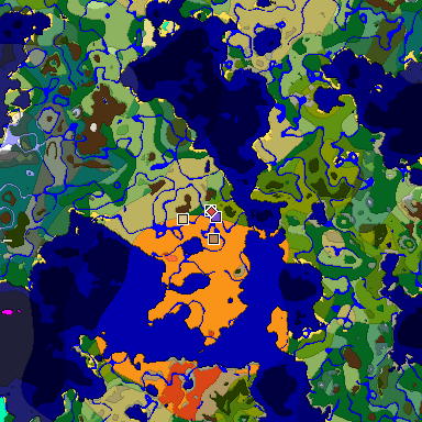 Predicted biome map of Java 1.18 seed 617002456491390891 around estimated spawn