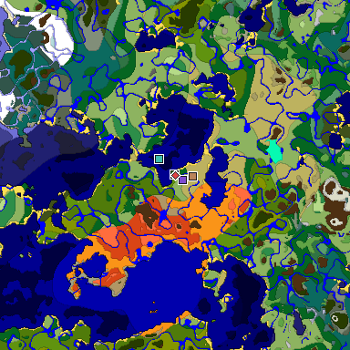 Predicted biome map of Java 1.18 seed -5446003521739883077 around estimated spawn