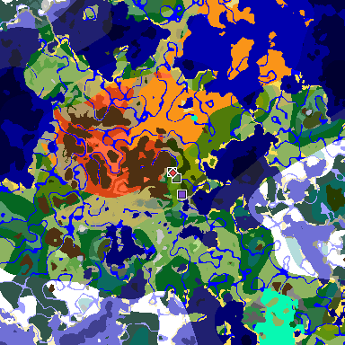 Map of Minecraft seed 2448999843561261756 around spawn