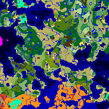 Map of Minecraft seed 6007317534497375741 around spawn