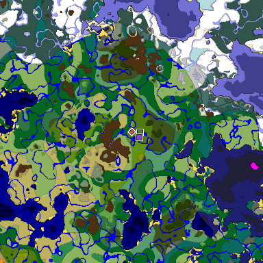 Predicted biome map of Java 1.18 seed 7211863898917810956 around estimated spawn