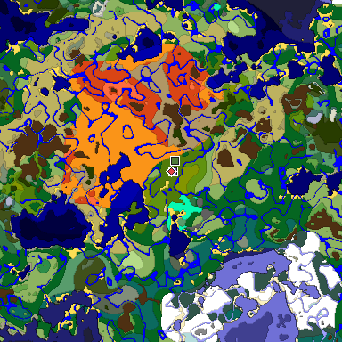 Predicted biome map of Java 1.18 seed -405916728651599067 around estimated spawn