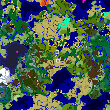 Predicted biome map of Java 1.18 seed 2542369737540578265 around estimated spawn