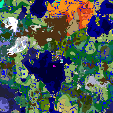 Predicted biome map of Java 1.18 seed 6551788608895155228 around estimated spawn