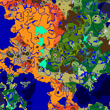 Predicted biome map of Java 1.18 seed 4036124834515828300 around estimated spawn
