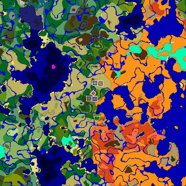 Predicted biome map of Java 1.18 seed -917092198622743009 around estimated spawn