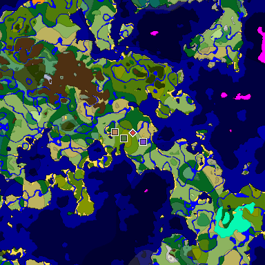 Predicted biome map of Java 1.18 seed -543641304965393461 around estimated spawn