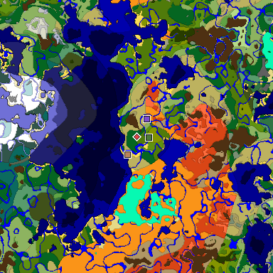 Predicted biome map of Java 1.18 seed 4665112478054366730 around estimated spawn
